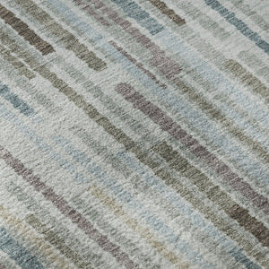 HomeRoots 8' X 10' Teal and Brown Striped Area Rug - Washable, UV-Protected, Stain-Resistant for Any Room 717903