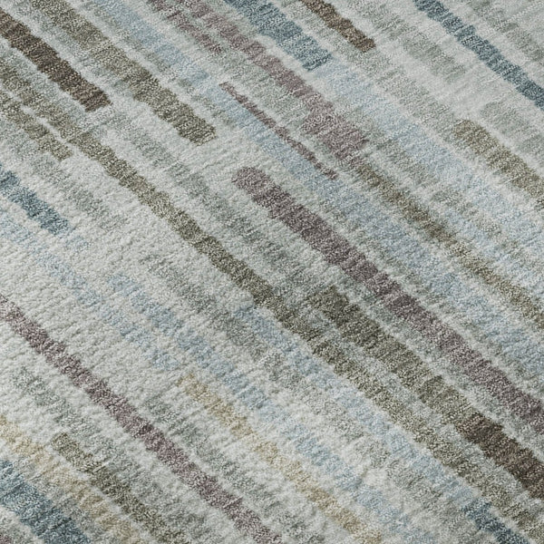 HomeRoots 8' X 10' Teal and Brown Striped Area Rug - Washable, UV-Protected, Stain-Resistant for Any Room 717903