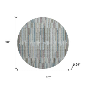 HomeRoots 8' X 10' Teal and Brown Striped Area Rug - Washable, UV-Protected, Stain-Resistant for Any Room 717903
