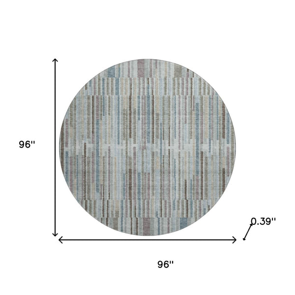 HomeRoots 8' X 10' Teal and Brown Striped Area Rug - Washable, UV-Protected, Stain-Resistant for Any Room 717903