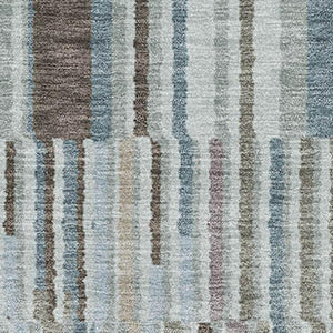 HomeRoots 9' X 12' Teal and Brown Striped Washable Area Rug with Non-Slip Backing & UV Protection for Homes 717904