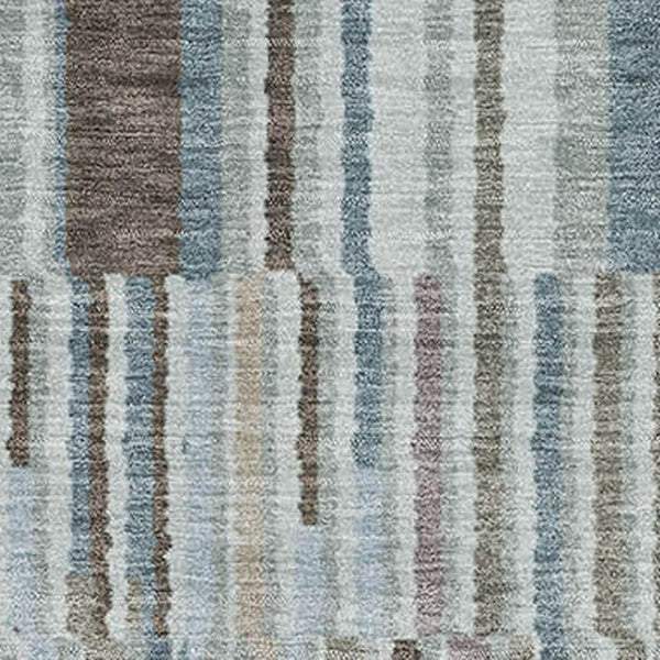 HomeRoots 9' X 12' Teal and Brown Striped Washable Area Rug with Non-Slip Backing & UV Protection for Homes 717904