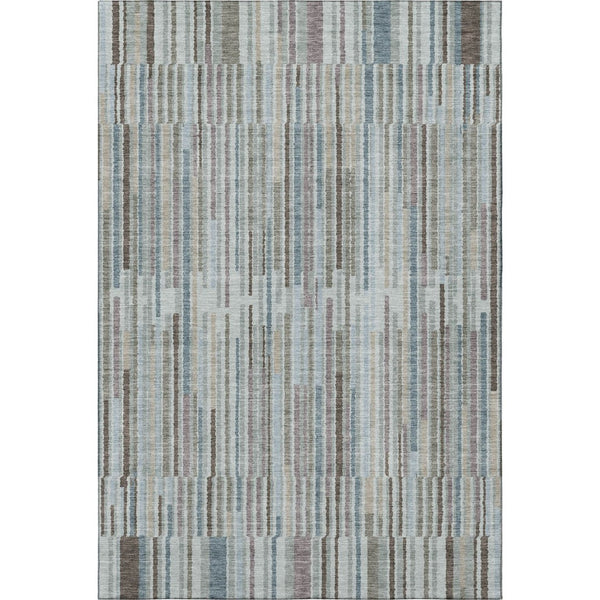 HomeRoots 10' X 14' Teal And Brown Striped Washable Area Rug – UV Protected, Stain Resistant, Perfect for High-Traffic Areas! 717905