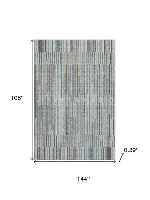 HomeRoots 10' X 14' Teal And Brown Striped Washable Area Rug – UV Protected, Stain Resistant, Perfect for High-Traffic Areas! 717905