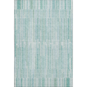 HomeRoots 8' Turquoise and Sky Blue Striped Washable Rug - UV Protected, Soft, Durable, Ideal for Any Space 717908