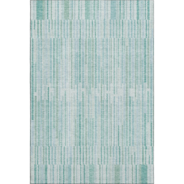 HomeRoots 8' Turquoise and Sky Blue Striped Washable Rug - UV Protected, Soft, Durable, Ideal for Any Space 717908