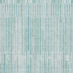 HomeRoots 8' Turquoise and Sky Blue Striped Washable Rug - UV Protected, Soft, Durable, Ideal for Any Space 717908