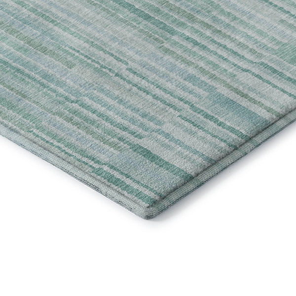 HomeRoots 8' Turquoise and Sky Blue Striped Washable Rug - UV Protected, Soft, Durable, Ideal for Any Space 717908