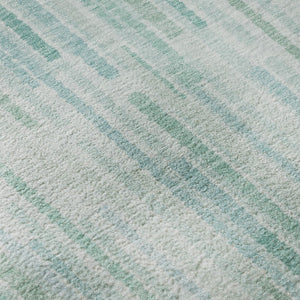 HomeRoots 8' Turquoise and Sky Blue Striped Washable Rug - UV Protected, Soft, Durable, Ideal for Any Space 717908