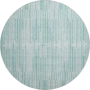 HomeRoots 8' X 10' Turquoise and Sky Blue Striped Area Rug - Durable, Washable, UV-Protected for Stylish Spaces 717909