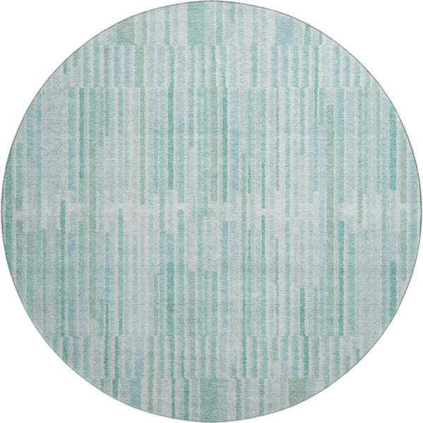 HomeRoots 8' X 10' Turquoise and Sky Blue Striped Area Rug - Durable, Washable, UV-Protected for Stylish Spaces 717909