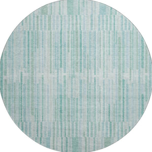 HomeRoots 8' X 10' Turquoise and Sky Blue Striped Area Rug - Durable, Washable, UV-Protected for Stylish Spaces 717909