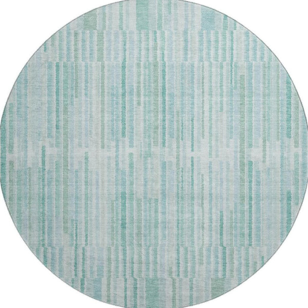 HomeRoots 8' X 10' Turquoise and Sky Blue Striped Area Rug - Durable, Washable, UV-Protected for Stylish Spaces 717909