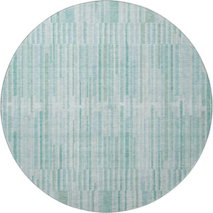 HomeRoots 8' X 10' Turquoise and Sky Blue Striped Area Rug - Durable, Washable, UV-Protected for Stylish Spaces 717909