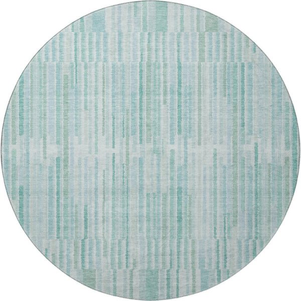 HomeRoots 8' X 10' Turquoise and Sky Blue Striped Area Rug - Durable, Washable, UV-Protected for Stylish Spaces 717909