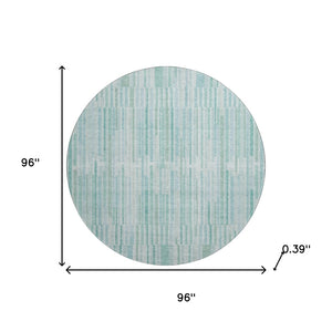 HomeRoots 8' X 10' Turquoise and Sky Blue Striped Area Rug - Durable, Washable, UV-Protected for Stylish Spaces 717909