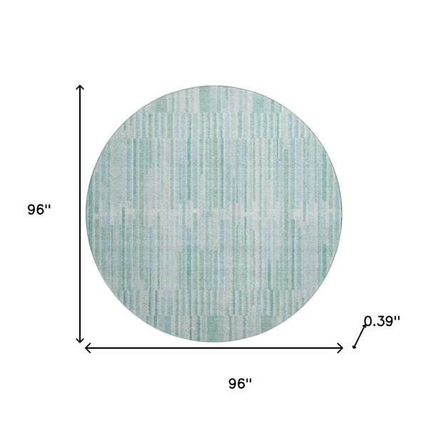 HomeRoots 8' X 10' Turquoise and Sky Blue Striped Area Rug - Durable, Washable, UV-Protected for Stylish Spaces 717909