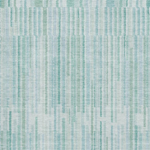 HomeRoots 9' X 12' Vibrant Turquoise & Sky Blue Striped Area Rug - Washable, UV Protected & Stylish for Homes 717910