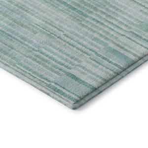 HomeRoots 9' X 12' Vibrant Turquoise & Sky Blue Striped Area Rug - Washable, UV Protected & Stylish for Homes 717910