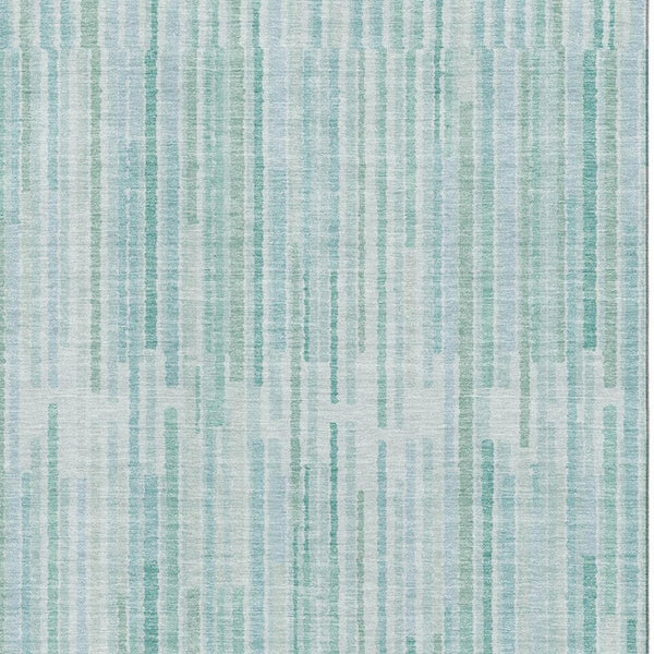 HomeRoots 10' X 14' Striped Turquoise & Sky Blue Washable Area Rug with UV Protection for Easy Care & Style 717911