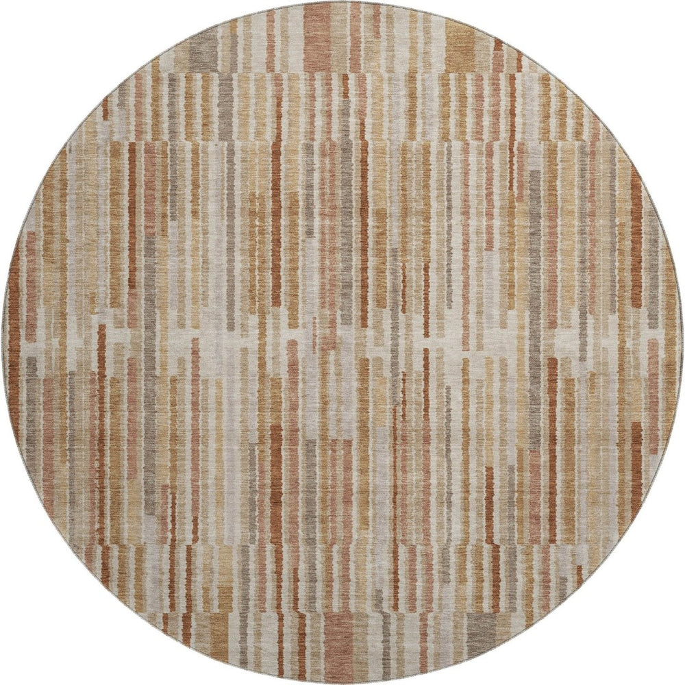 HomeRoots 8' X 10' Terra Cotta Striped Area Rug - Washable, UV Protected, Durable for High-Traffic Spaces 717915