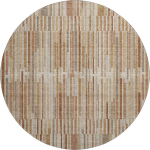 HomeRoots 8' X 10' Terra Cotta Striped Area Rug - Washable, UV Protected, Durable for High-Traffic Spaces 717915