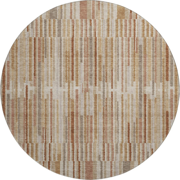HomeRoots 8' X 10' Terra Cotta Striped Area Rug - Washable, UV Protected, Durable for High-Traffic Spaces 717915