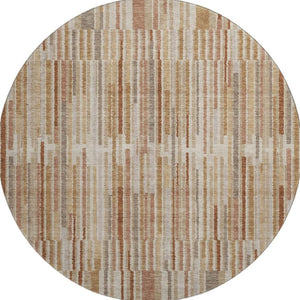 HomeRoots 8' X 10' Terra Cotta Striped Area Rug - Washable, UV Protected, Durable for High-Traffic Spaces 717915