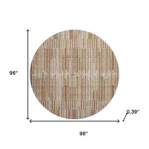 HomeRoots 8' X 10' Terra Cotta Striped Area Rug - Washable, UV Protected, Durable for High-Traffic Spaces 717915