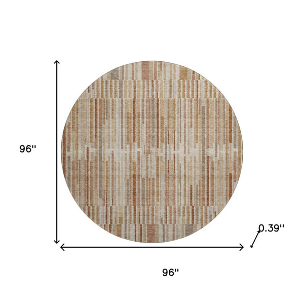 HomeRoots 8' X 10' Terra Cotta Striped Area Rug - Washable, UV Protected, Durable for High-Traffic Spaces 717915