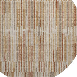 HomeRoots 8' X 10' Terra Cotta Striped Area Rug - Washable, UV Protected, Durable for High-Traffic Spaces 717915