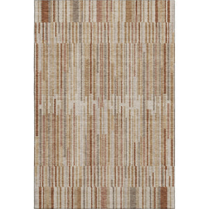 HomeRoots 9' X 12' Terra Cotta & Beige Striped Area Rug - Washable, UV-Protected, Pet-Friendly Design! 717916