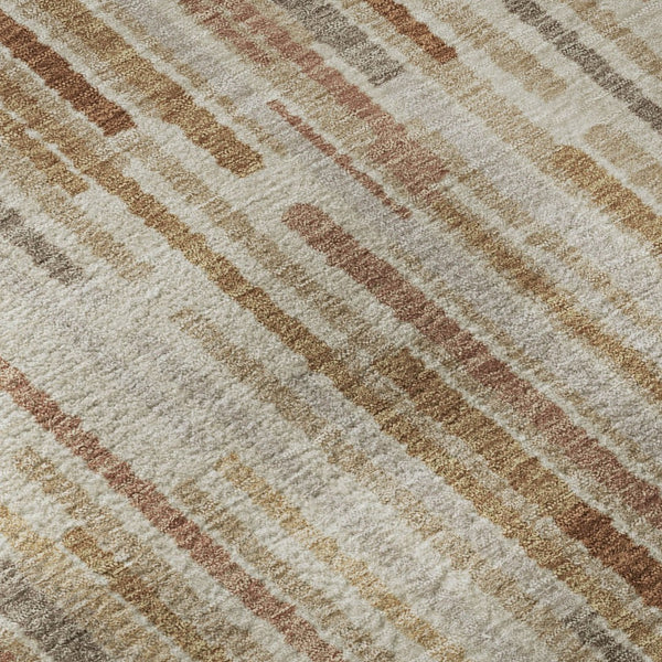 HomeRoots 9' X 12' Terra Cotta & Beige Striped Area Rug - Washable, UV-Protected, Pet-Friendly Design! 717916