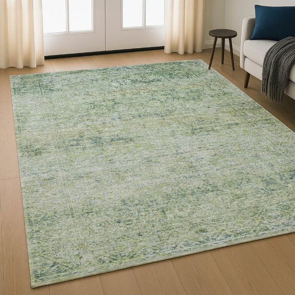 HomeRoots 5' X 8' Sage & Olive Green Abstract Area Rug – Washable, UV-Protected, Family-Friendly Decor Solution 717919