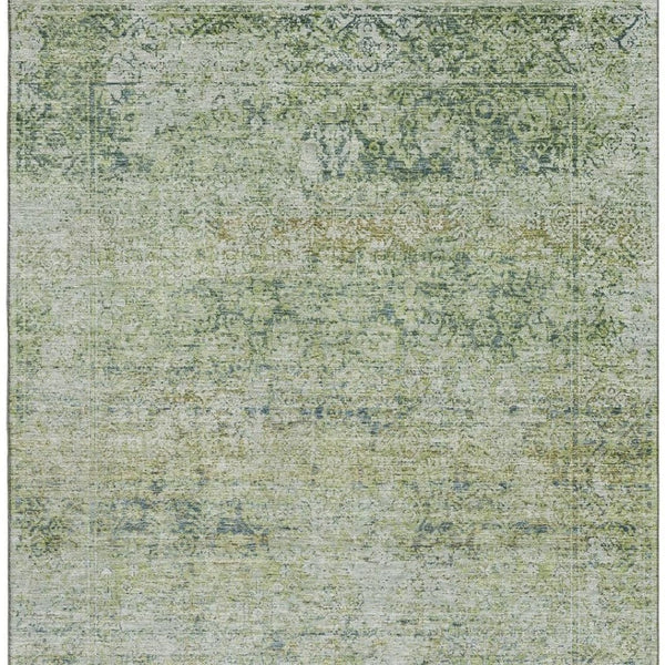 HomeRoots 5' X 8' Sage & Olive Green Abstract Area Rug – Washable, UV-Protected, Family-Friendly Decor Solution 717919