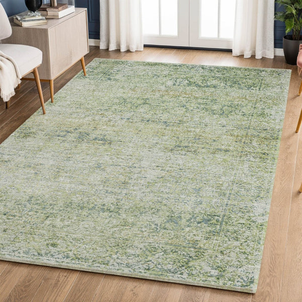 HomeRoots 5' X 8' Sage & Olive Green Abstract Area Rug – Washable, UV-Protected, Family-Friendly Decor Solution 717919
