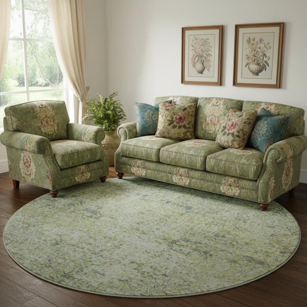 HomeRoots 8' X 10' Sage & Olive Green Abstract Washable Area Rug - UV Protected, Kid & Pet Friendly, Stylish! 717921
