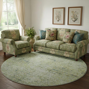 HomeRoots 8' X 10' Sage & Olive Green Abstract Washable Area Rug - UV Protected, Kid & Pet Friendly, Stylish! 717921
