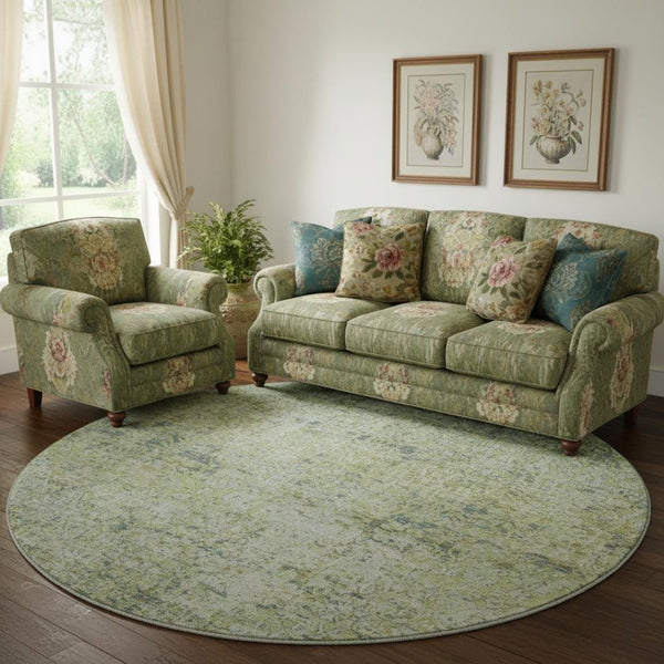 HomeRoots 8' X 10' Sage & Olive Green Abstract Washable Area Rug - UV Protected, Kid & Pet Friendly, Stylish! 717921