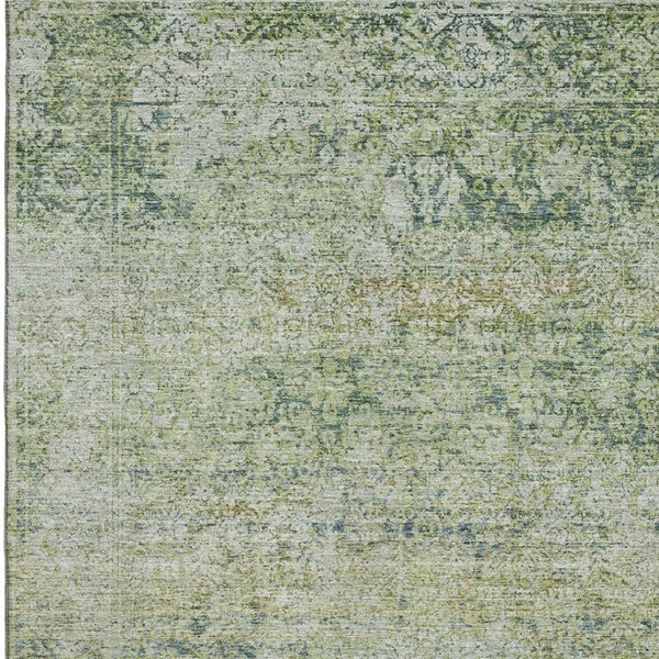 HomeRoots 9' X 12' Sage and Olive Green Abstract Area Rug – Washable, UV Protected, Stain Resistant Beauty! 717922