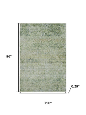 HomeRoots 9' X 12' Sage and Olive Green Abstract Area Rug – Washable, UV Protected, Stain Resistant Beauty! 717922