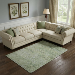 HomeRoots 10' X 14' Abstract Sage & Olive Green Area Rug - Washable, UV-Protected, Durable & Family-Friendly! 717923