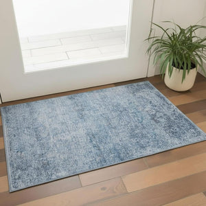 HomeRoots 5' X 8' Blue Abstract Area Rug - Washable, UV Protected, Durable Design for Modern Homes & Families 717925