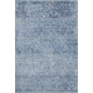 HomeRoots 8' Blue And Denim Abstract Washable Round Rug – Durable, Stain-Resistant, UV Protected Design for Homes 717926