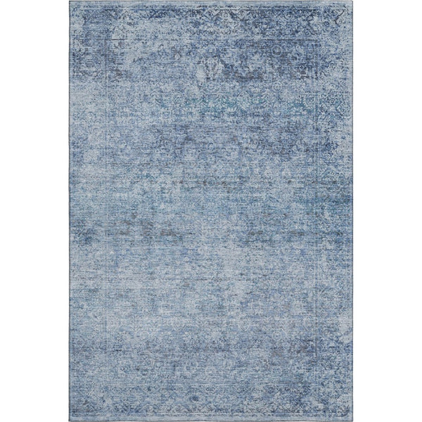 HomeRoots 8' Blue And Denim Abstract Washable Round Rug – Durable, Stain-Resistant, UV Protected Design for Homes 717926