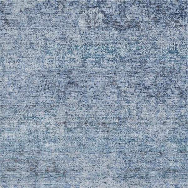 HomeRoots 8' Blue And Denim Abstract Washable Round Rug – Durable, Stain-Resistant, UV Protected Design for Homes 717926