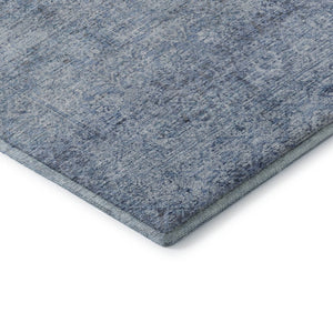HomeRoots 8' Blue And Denim Abstract Washable Round Rug – Durable, Stain-Resistant, UV Protected Design for Homes 717926