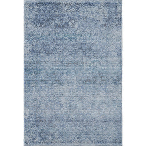 HomeRoots 8' Blue And Denim Abstract Washable Round Rug – Durable, Stain-Resistant, UV Protected Design for Homes 717926