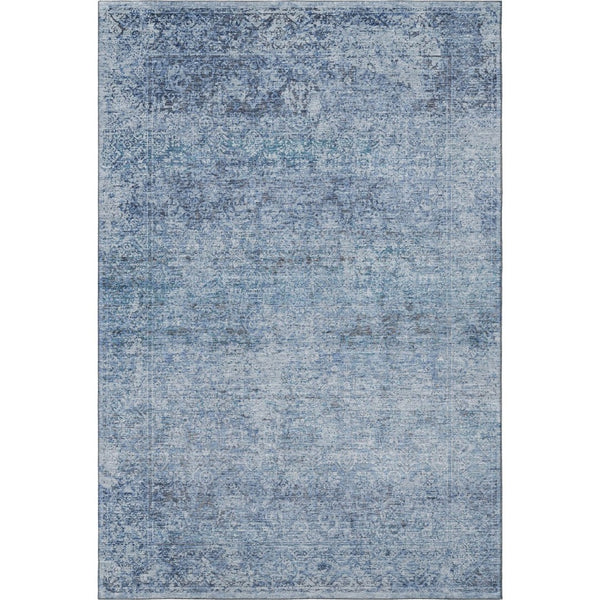HomeRoots 8' Blue And Denim Abstract Washable Round Rug – Durable, Stain-Resistant, UV Protected Design for Homes 717926