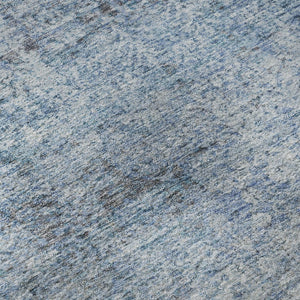 HomeRoots 8' Blue And Denim Abstract Washable Round Rug – Durable, Stain-Resistant, UV Protected Design for Homes 717926